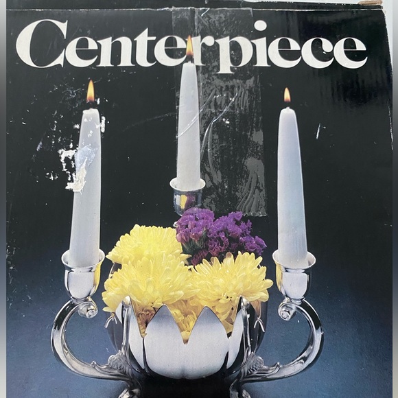 VINTAGE Leonard Silver Plate Lotus Flower Bowl With 3 Candle Holder Centerpiece - Picture 14 of 14